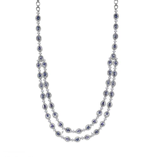 AA Tansanit und Zirkon Halskette, 45 cm - 8,86 ct. image number 0