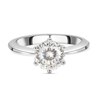 Moissanit Solitär Ring in Silber, 1,75 ct.