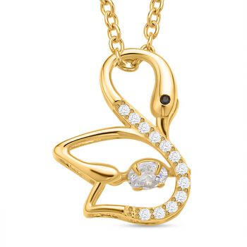 Wei&szlig;er Zirkonia-Anh&auml;nger mit Edelstahl-Kette, 925 Silber vergoldet ca. 0,61 ct