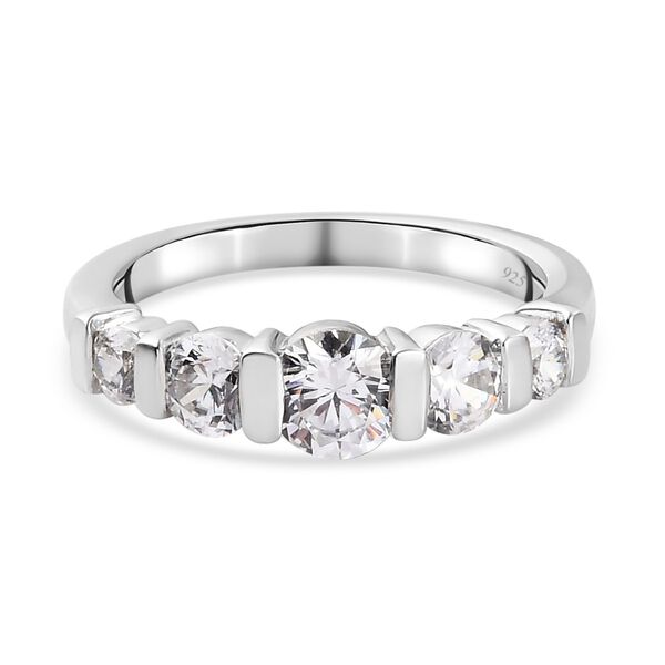 LUSTRO STELLA Hergestellt mit ZIRKONIA Ring 925 Silber Platin-&Uuml;berzug (Gr&ouml;&szlig;e 19.00) ca. 2,16 ct