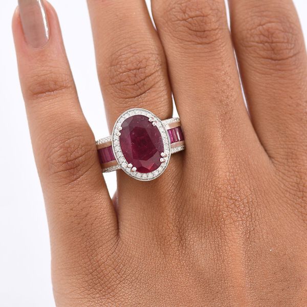 D'Joy AA Afrikanischer Rubin und Moissanit Ring - 11,44 ct. image number 3