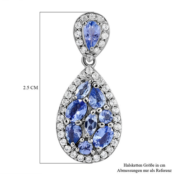 Tansanit und wei&szlig;er Zirkon-Anh&auml;nger, 925 Silber platiniert ca. 1,42 ct image number 6