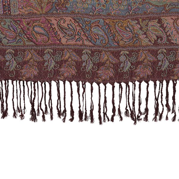 Schal mit feinem Paisley-Muster und Fransen, 70x180cm, T&uuml;rkis image number 4