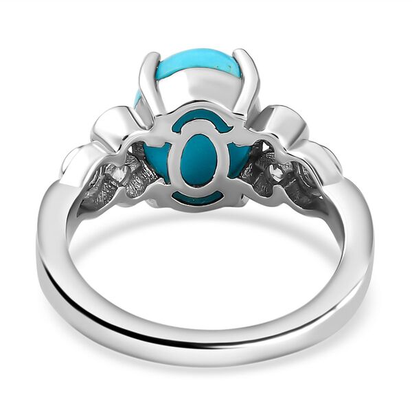 Amerikanischer, Nat&uuml;rlicher Sleeping Beauty T&uuml;rkis und wei&szlig;er Zirkon-Ring, 925 Silber platiniert  ca. 2,50 ct image number 6