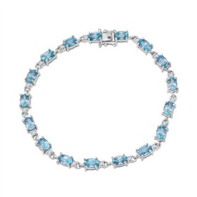 AA Blauer Zirkon, Lab Grown Diamant Armband ca. 20 cm 925 Silber rhodiniert ca. 14,10 ct.