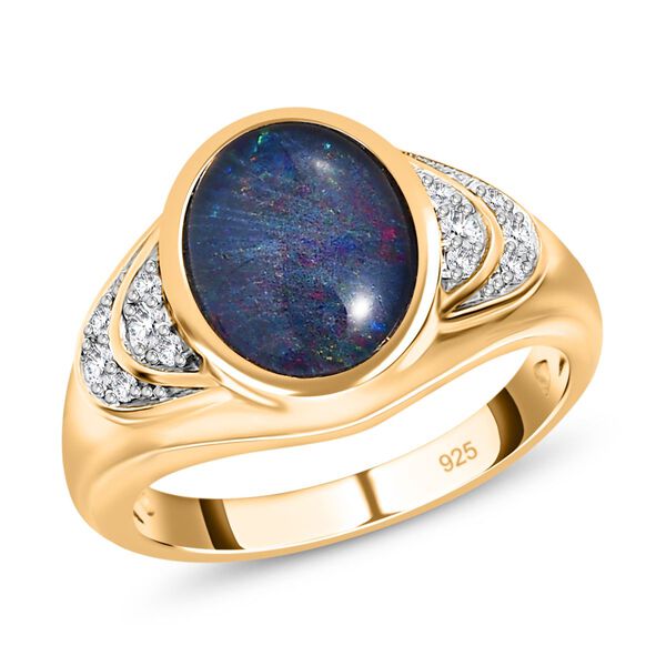 Boulder Opal Triplett und Zirkon Ring - 1,75 ct. image number 6