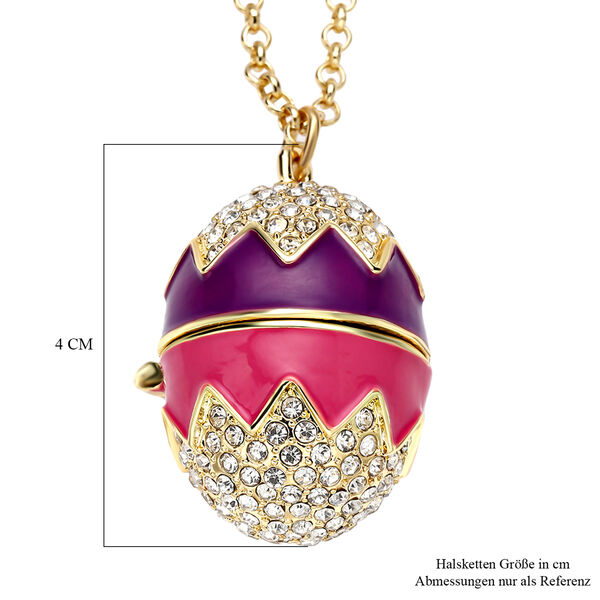 Emaillierter Osterei-Anhänger mit Kette in Harz und weißem Kristall image number 6