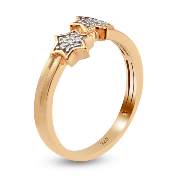 Diamant Sterne Ring 925 Silber 585 Vergoldet image number 5