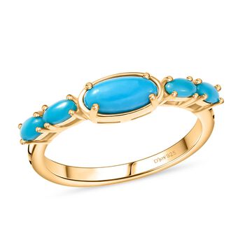 D'Joy AA Sleeping Beauty T&uuml;rkis Ring 925 Silber 750 Gelbgold Vermeil (Gr&ouml;&szlig;e 20.00) ca. 0,97 ct