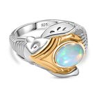 AA Natürlicher, äthiopischer Welo Opal Ring 925 Silber Rhodiniert und 750 Gelbgold Vermeil (Größe 17.00) ca. 1,19 ct