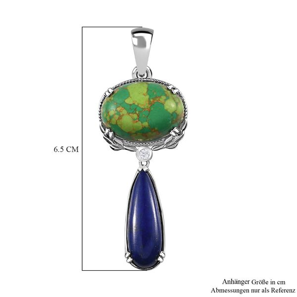 Grüner Türkis, Zirkon und Lapislazuli-Anhänger - 33,75 ct. image number 6