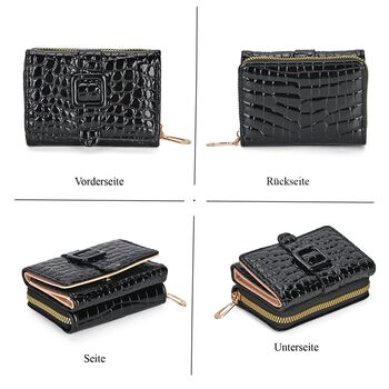 Stilvolle Geldb&ouml;rse mit Krokodilpr&auml;gung und RFID-Schutz, 11x8 cm, Schwarz