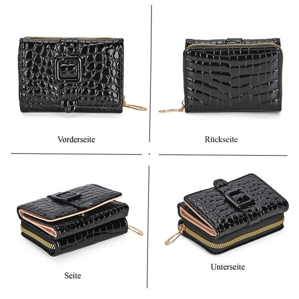 Stilvolle Geldb&ouml;rse mit Krokodilpr&auml;gung und RFID-Schutz, 11x8 cm, Schwarz image number 4