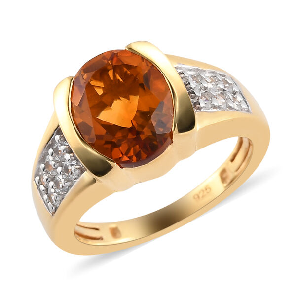 Madeira Citrin und Zirkon Ring 925 Silber vergoldet  ca. 2,82 ct image number 4