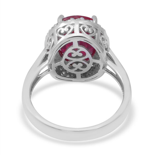 Niassa Rubin und Zirkon Halo Ring 925 Silber Platin Überzug image number 4