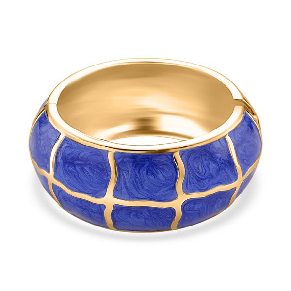 Emaille-Armreif mit Karomuster, ca. 18,5 cm, blau emailliert image number 0