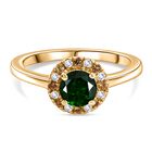 Nat&uuml;rlicher Chromdiopsid, Gelber Saphir, Moissanit Ring 925 Silber 750 Gelbgold Vermeil (Gr&ouml;&szlig;e 19.00) ca. 1.03 ct