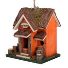 Handgefertigtes Vogelhaus aus Naturholz und MDF, 18,5x16x20 cm, Orange image number 1