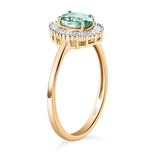 AAA Kolumbianischer Smaragd, Wei&szlig;er Diamant Ring 585 Gold (Gr&ouml;&szlig;e 18.00) ca. 0,85 ct image number 5