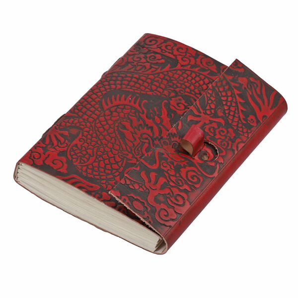 Echtlederbuch mit Drachen Design und Holzstift image number 2
