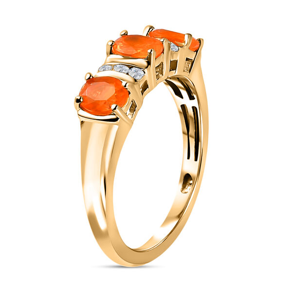 Salamanca Feueropal, wei&szlig;er Zirkon Ring, 925 Silber vergoldet (Gr&ouml;&szlig;e 20.00), ca. 0.93 ct image number 5