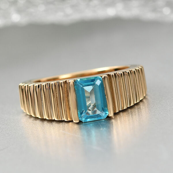 Paraiba Topas Ring 925 Silber 585 Vergoldet image number 2