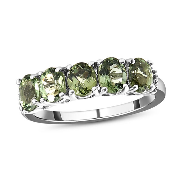 Nat&uuml;rlicher, gr&uuml;ner Apatit und Diamant-Ring - 2 ct. image number 4
