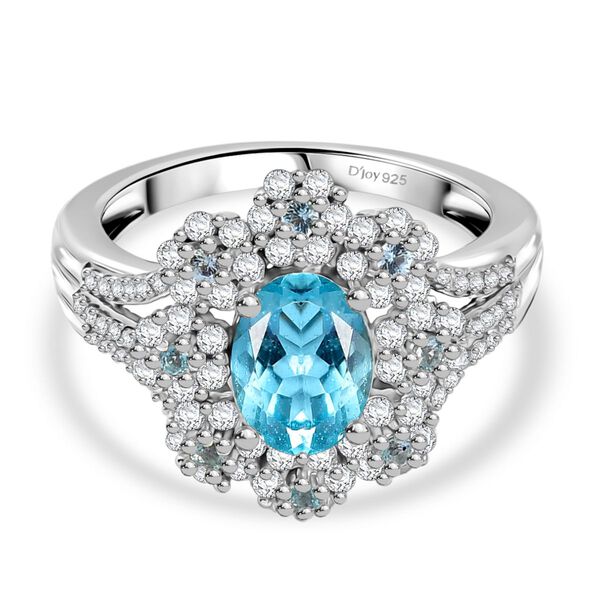 Djoy AAA Betroka Blauer Apatit Ring 925 Silber rhodiniert (Gr&ouml;&szlig;e 21.00) ca. 2.06 ct