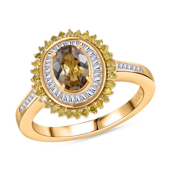 AA Natürlicher goldener Tansanit, gelber und weißer Diamant-Ring - 1,13 ct. image number 6