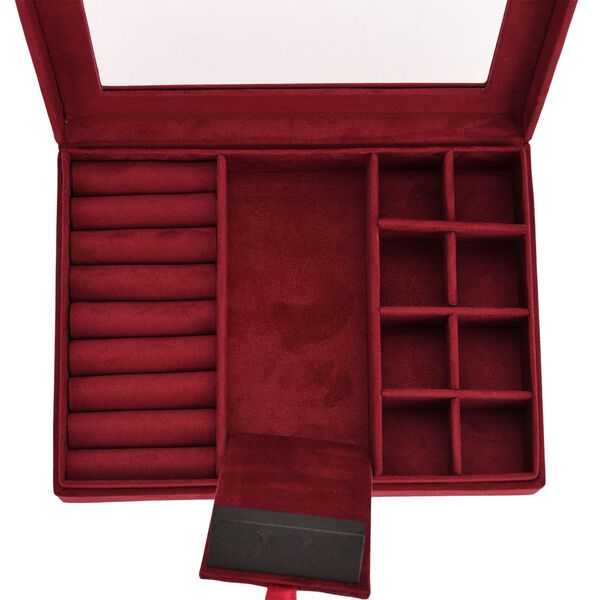 Samt Schmuckbox mit 5 Silberputztüchern, 20x15x5cm, Bordeaux image number 6