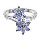 Tansanit Blumen-Ring, 925 Silber platiniert  ca. 1,05 ct image number 0