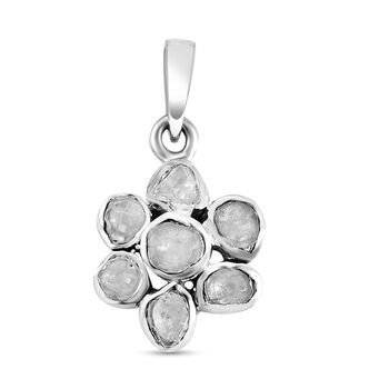 Handgearbeiteter Polki Diamant Anh&auml;nger, 925 Silber platiniert ca. 0,33 ct