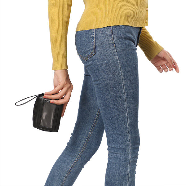 Geldbörse aus 100% echtem Leder mit RFID schutz und abnehmbarem Riemen, Schwarz image number 3