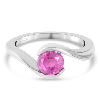 Premium Ilakaka Rosa Saphir Bypass Ring 925 Silber platiniert (Gr&ouml;&szlig;e 16.00)(Fissure gef&uuml;llt) ca. 1,19 ct