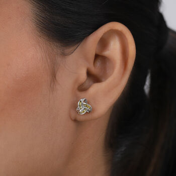 Rote Diamant keltische Knoten-Ohrstecker in Silber