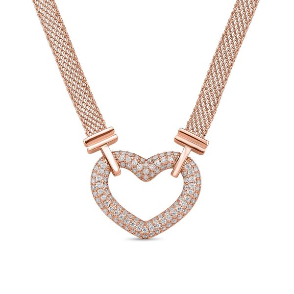 Wei&szlig;e Zirkonia 50+5cm Halskette in Ros&eacute;goldton