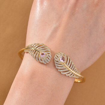 Rosa Kristall und wei&szlig;er Zirkonia 19cm Armreif