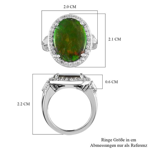 Kanadischer Ammolit und Zirkon-Halo-Ring in Silber image number 8