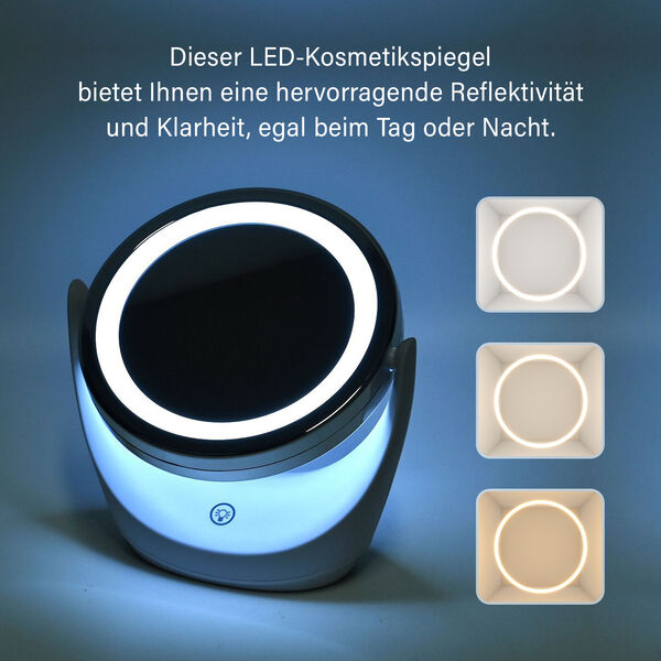 Kosmetikspiegel mit LED Beleuchtung, wiederaufladbarer Akku, Wei&szlig; image number 4