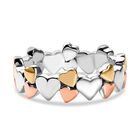 Herz-Gliederring, 925 Silber Ring, tricolor, (Größe 18.00) ca. 5,68g
