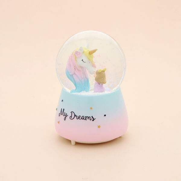 Schneekugel Musik und Licht, 15x10 cm, Mädchen und Einhorn image number 5