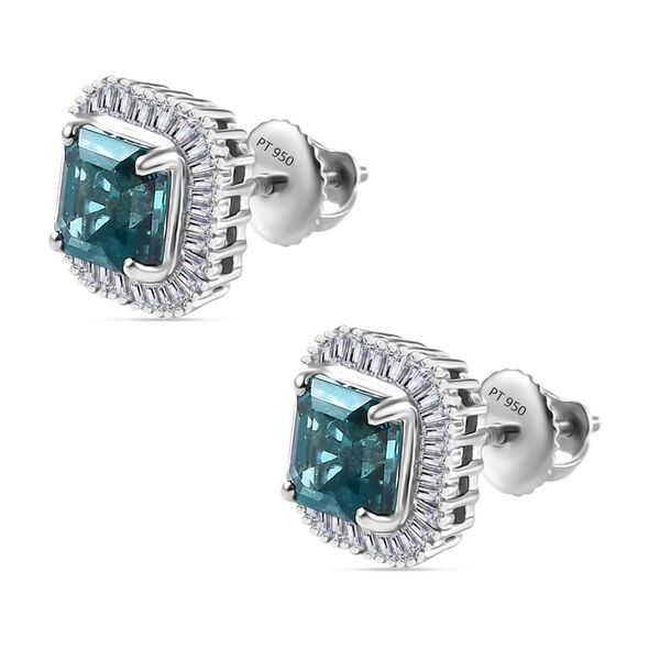 RHAPSODY - AAAA Pirineu Lagunen Turmalin, Weißer Diamant SGL zertifiziert Ohrringe 950 Platin ca. 3.31 ct image number 4