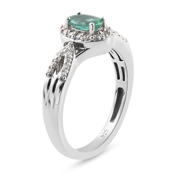 Sambischer Smaragd und Zirkon Ring 925 Silber Platin-&Uuml;berzug image number 4