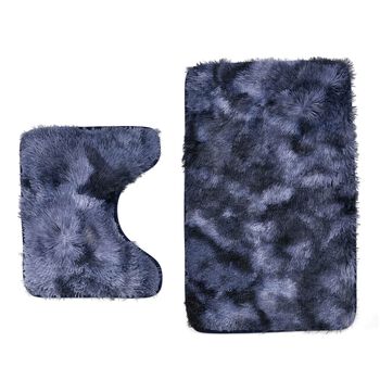 2er Set Verlauf-Pl&uuml;sch-Badematte, Anti-Rutsch-R&uuml;ckseite, L50xW80cm, Anthrazit