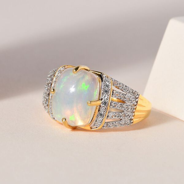 Nat&uuml;rlicher, &auml;thiopischer Welo Opal und Zirkon-Ring - 3,53 ct. image number 1