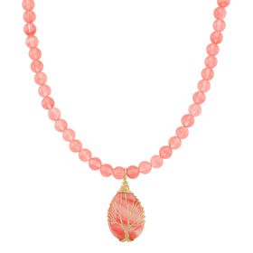 Kirsche Quarz Halskette Flexibles gelb vergoldet ca. 230.00 ct