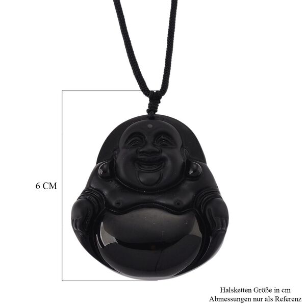 Schwarzer Glasachat Halskette 66 cm ca. 120,00 ct. image number 6