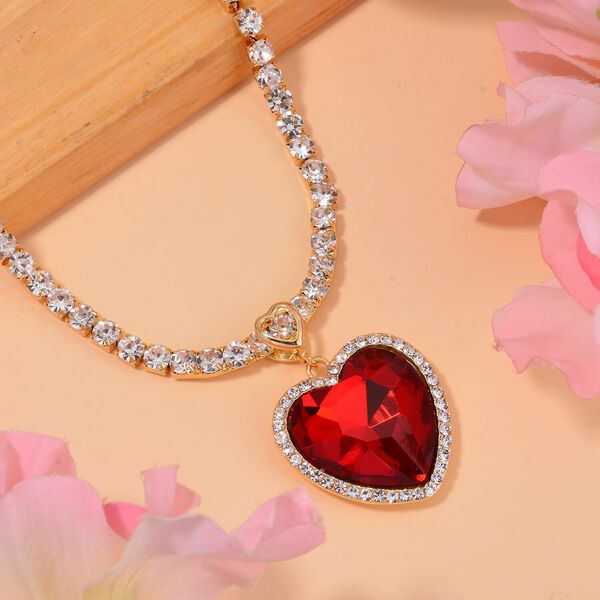 J Francis gefertigt mit SWAROVSKI- Rote und weiße Swarovski Kristall Halskette, 50cm image number 1