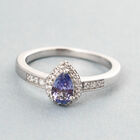 Tansanit und Zirkon Ring 925 Silber platiniert  ca. 0,55 ct image number 1