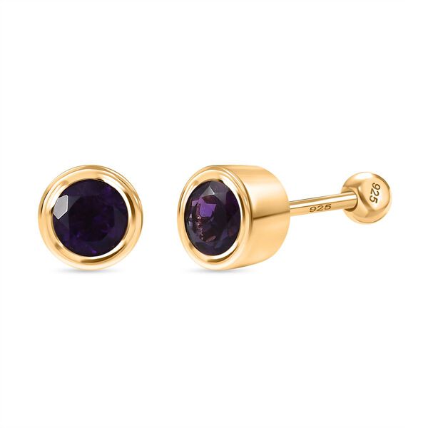 Afrikanische Amethyst Ohrringe, 925 Silber 750 Gelbgold Vermeil - 0,49 ct. image number 0